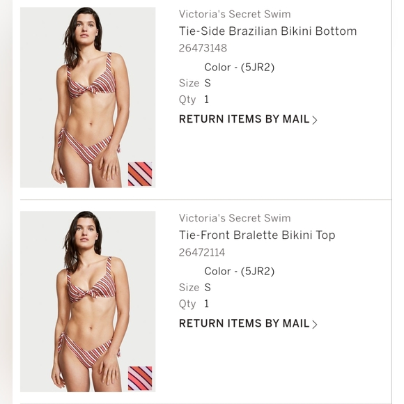 NWT Victoria Secret Bikini, Size Small (top & bottom), Pink Stripes - Picture 2 of 5